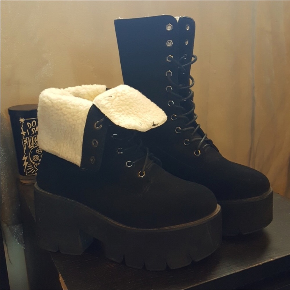 Black platform boots